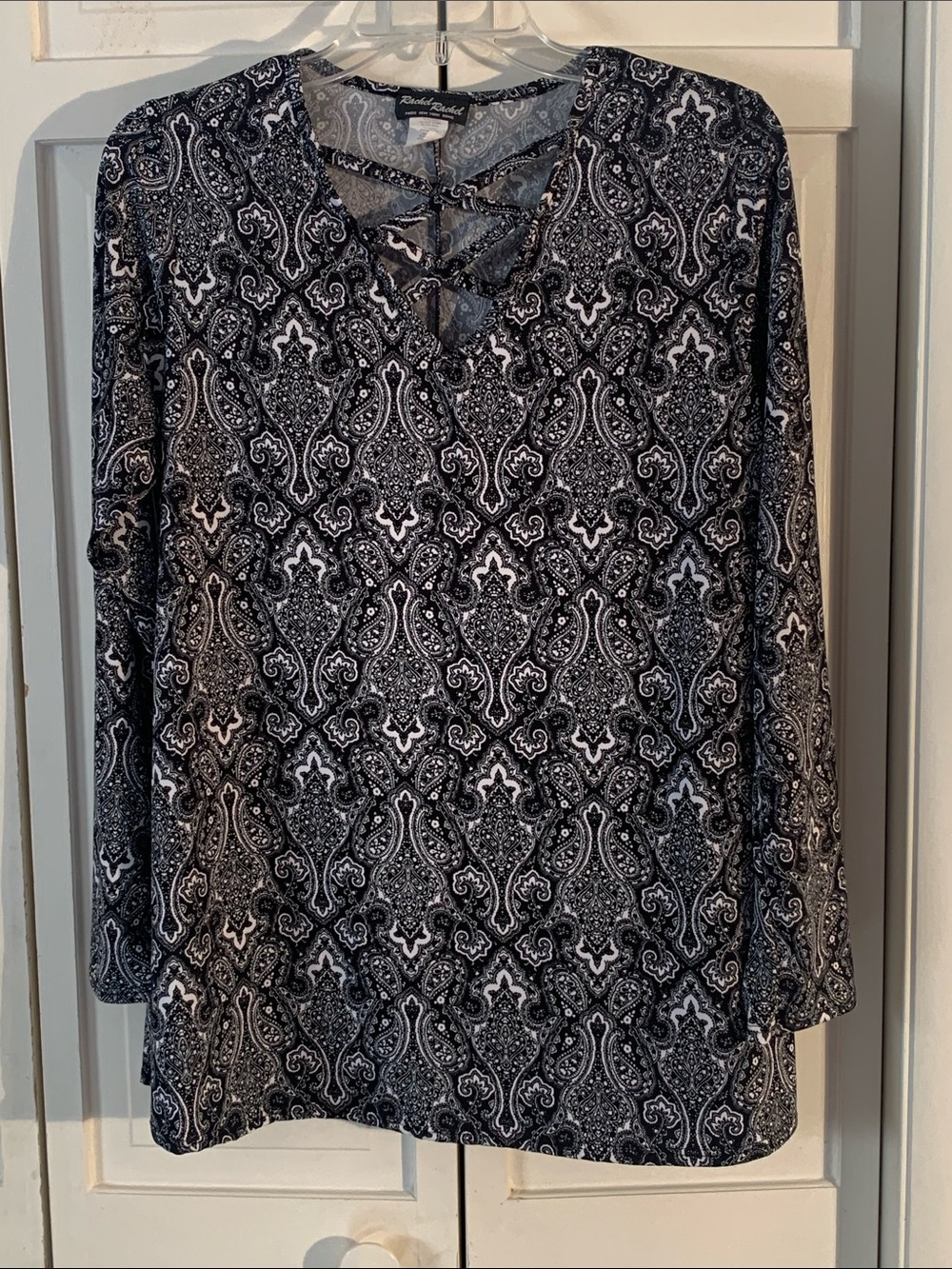 Rachel Rachel Paisley Tunic Blouse- Black & White